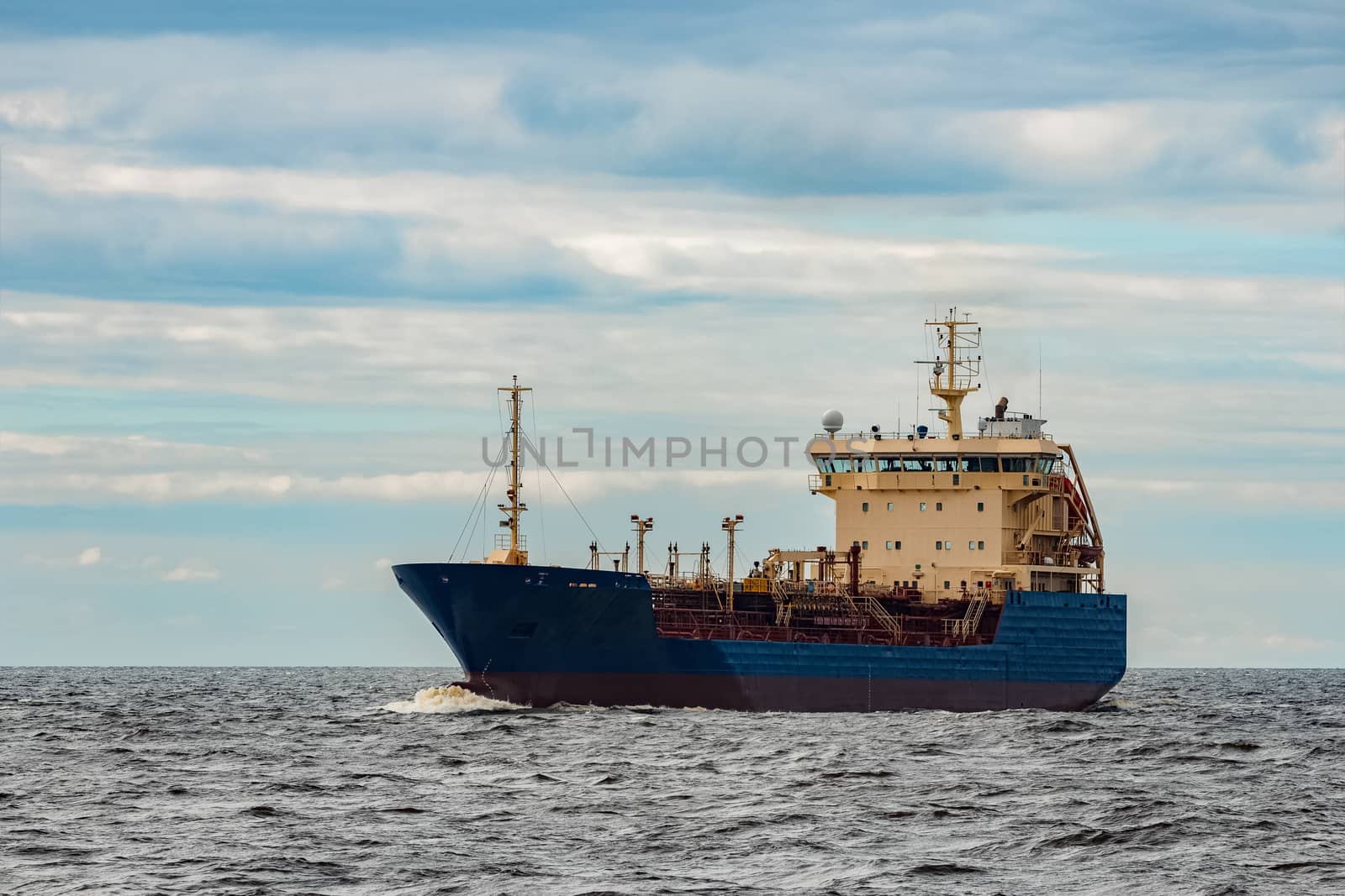 Blue cargo tanker ship by sengnsp