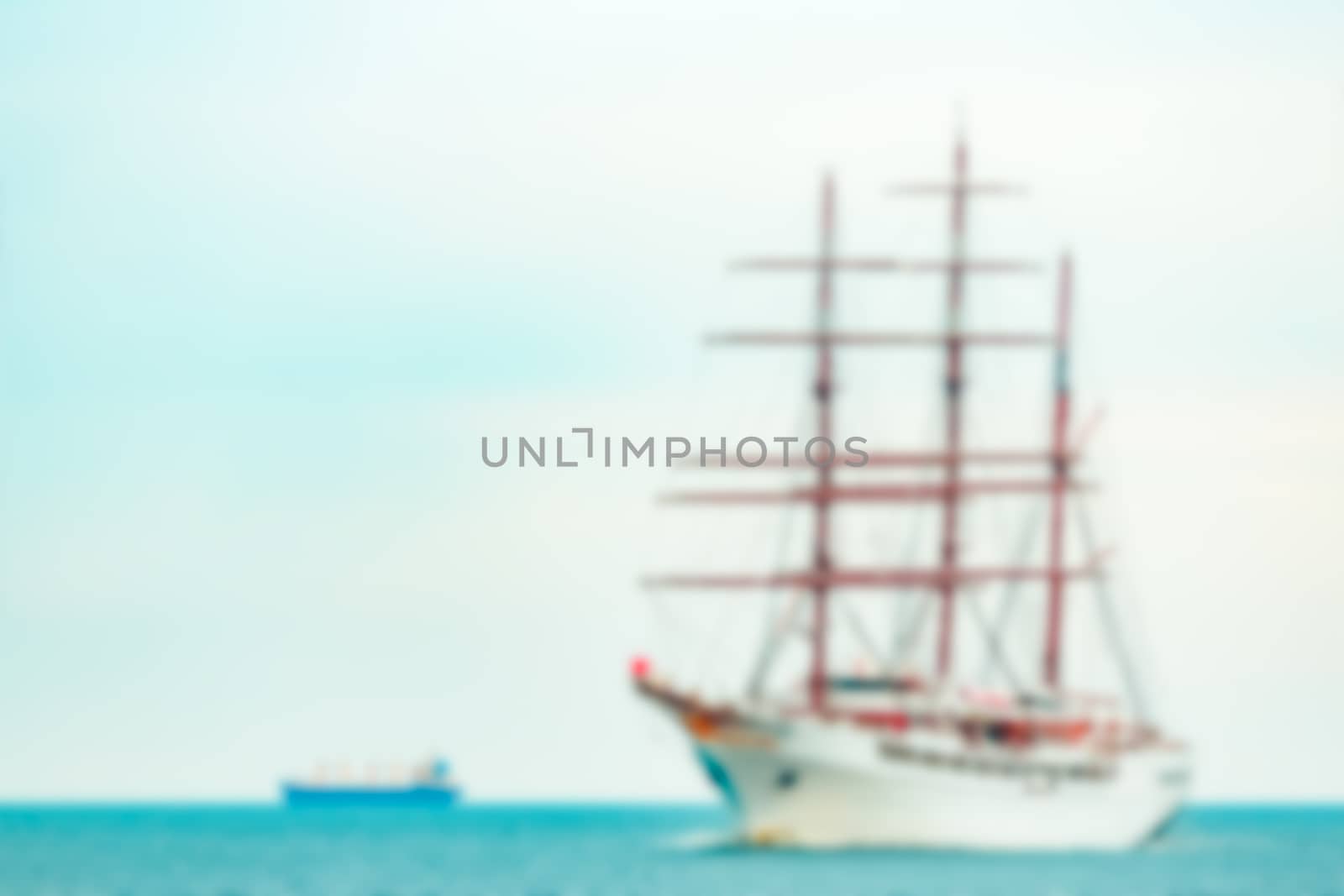 White sailing ship - blurred image by sengnsp