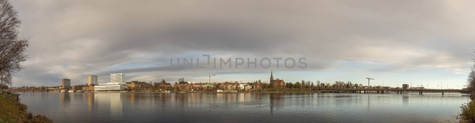 Downtown Umeå, Sweden with its river panorama.