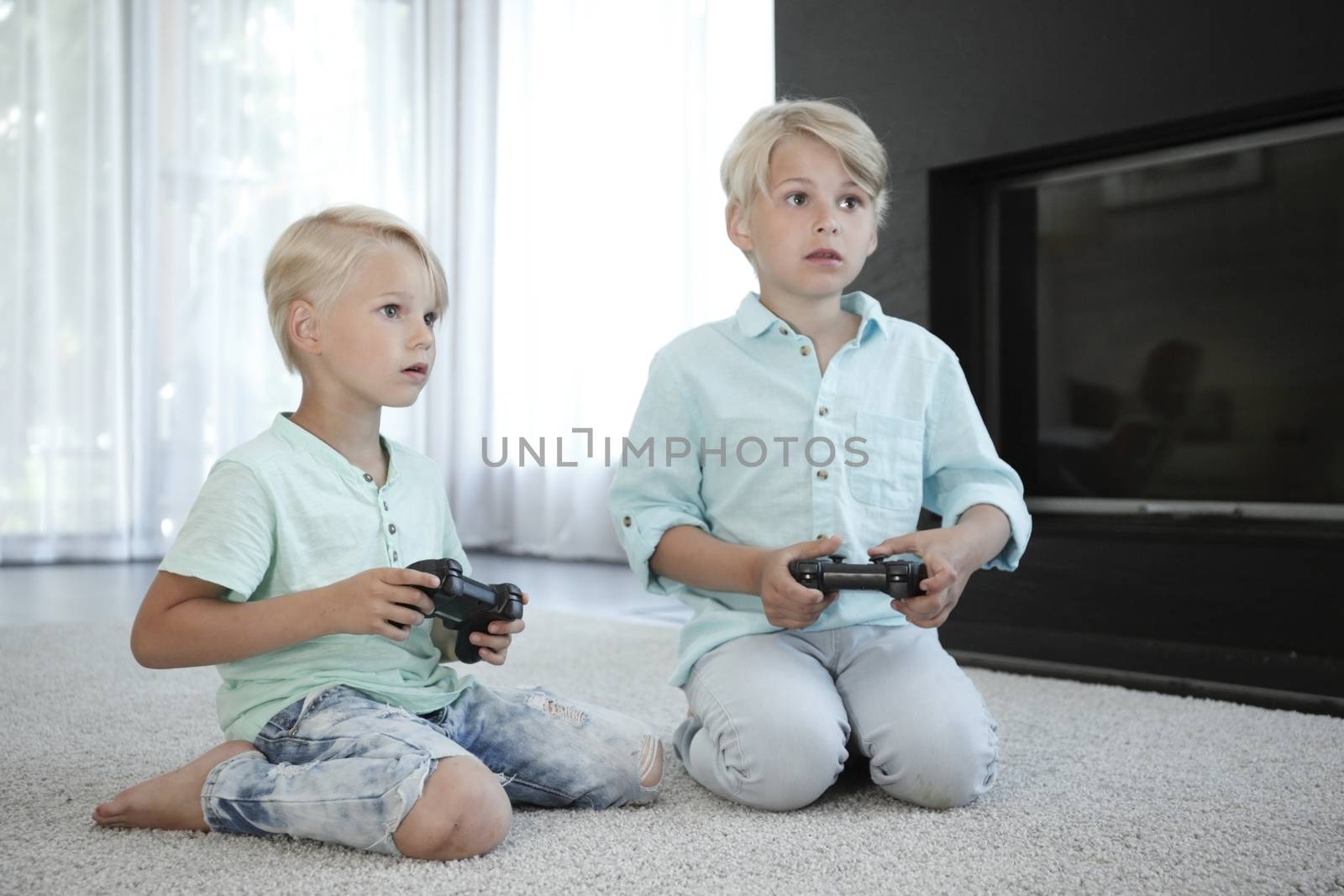 Kids playing video games by ALotOfPeople