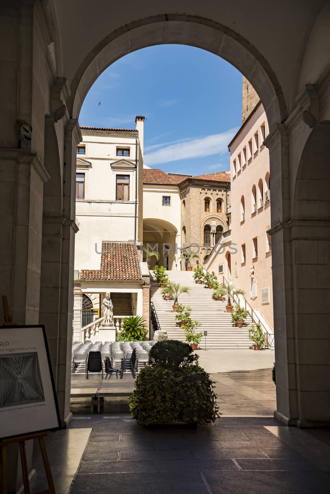 The historic city center in the fascinating city of Padua in Italy