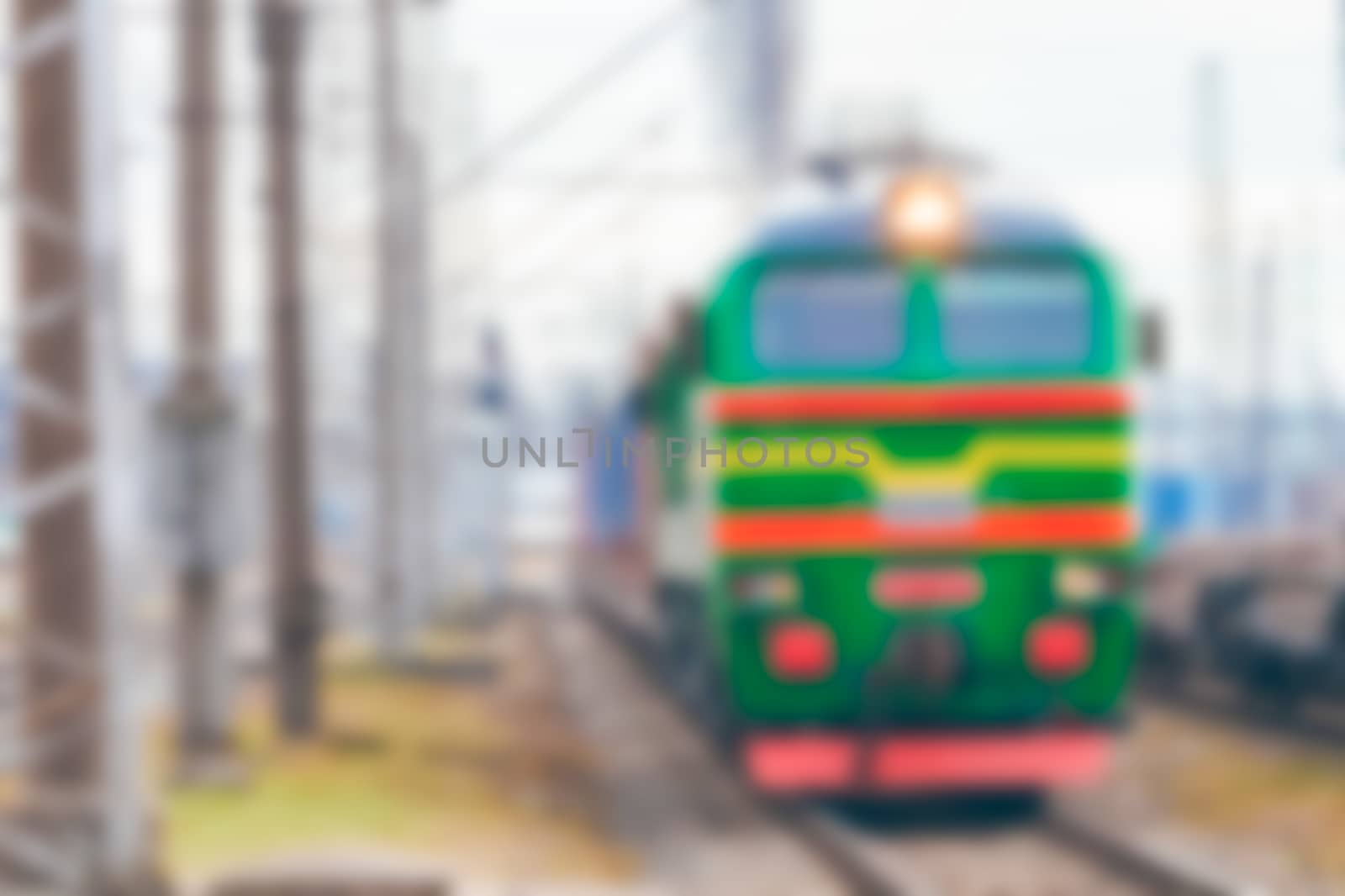 Freight train - soft lens bokeh image. Defocused background