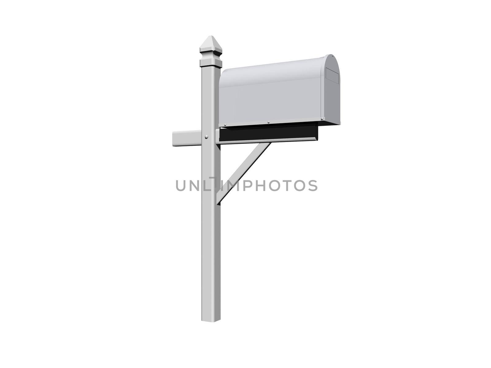 Post box isometric white on it isolated in white background - 3d rendering