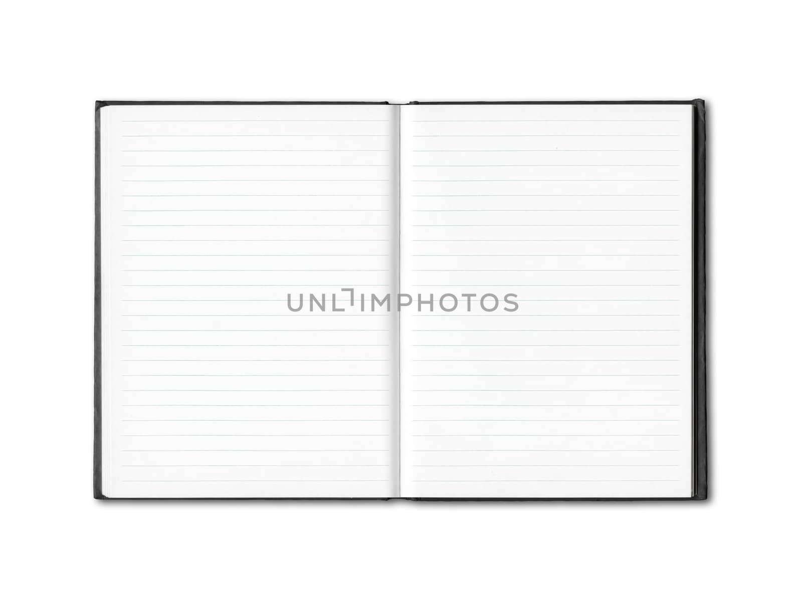 Blank open lined notebook mockup isolated on white
