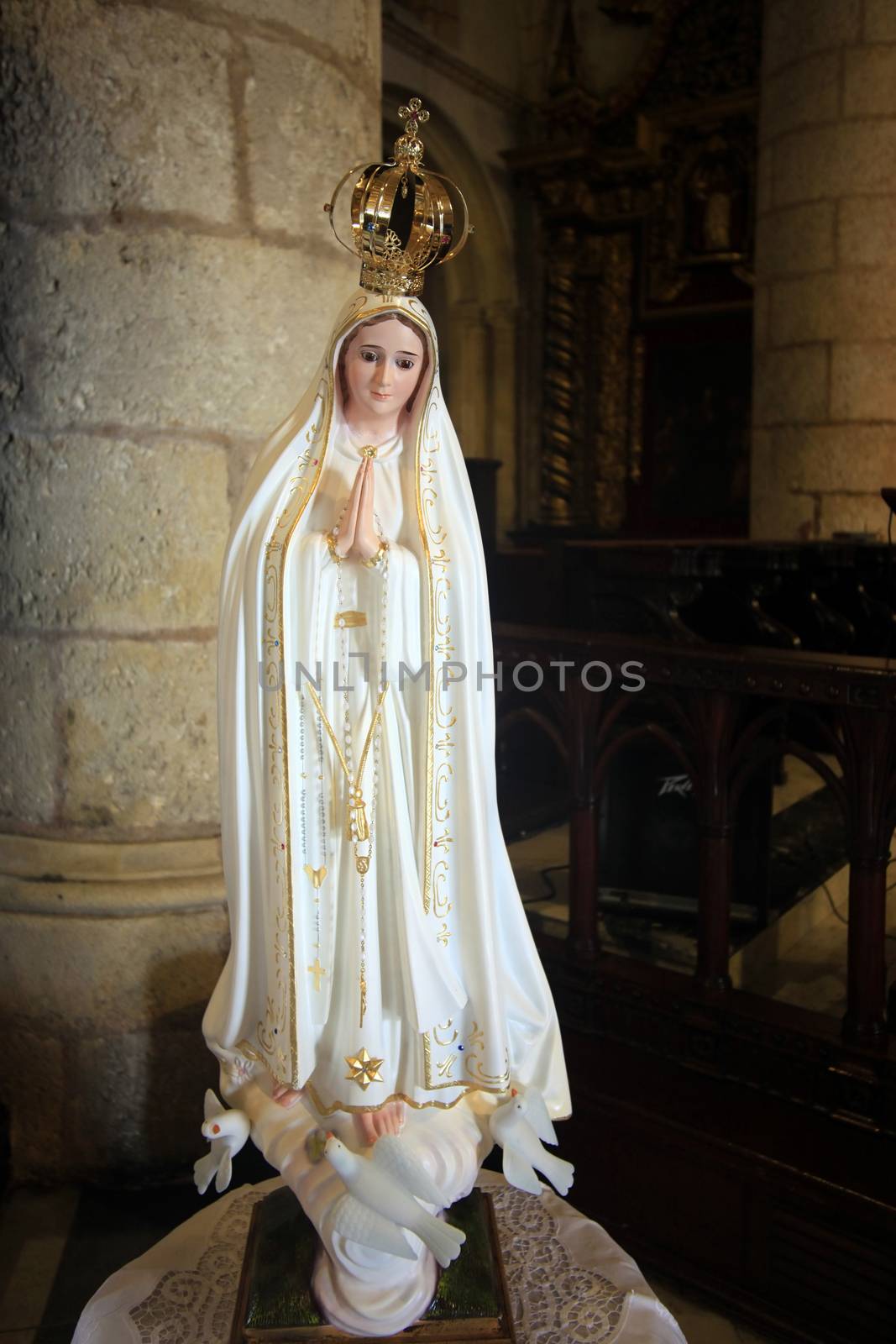 Virgin Mary statue in old cathedral of Santo Domingo by friday