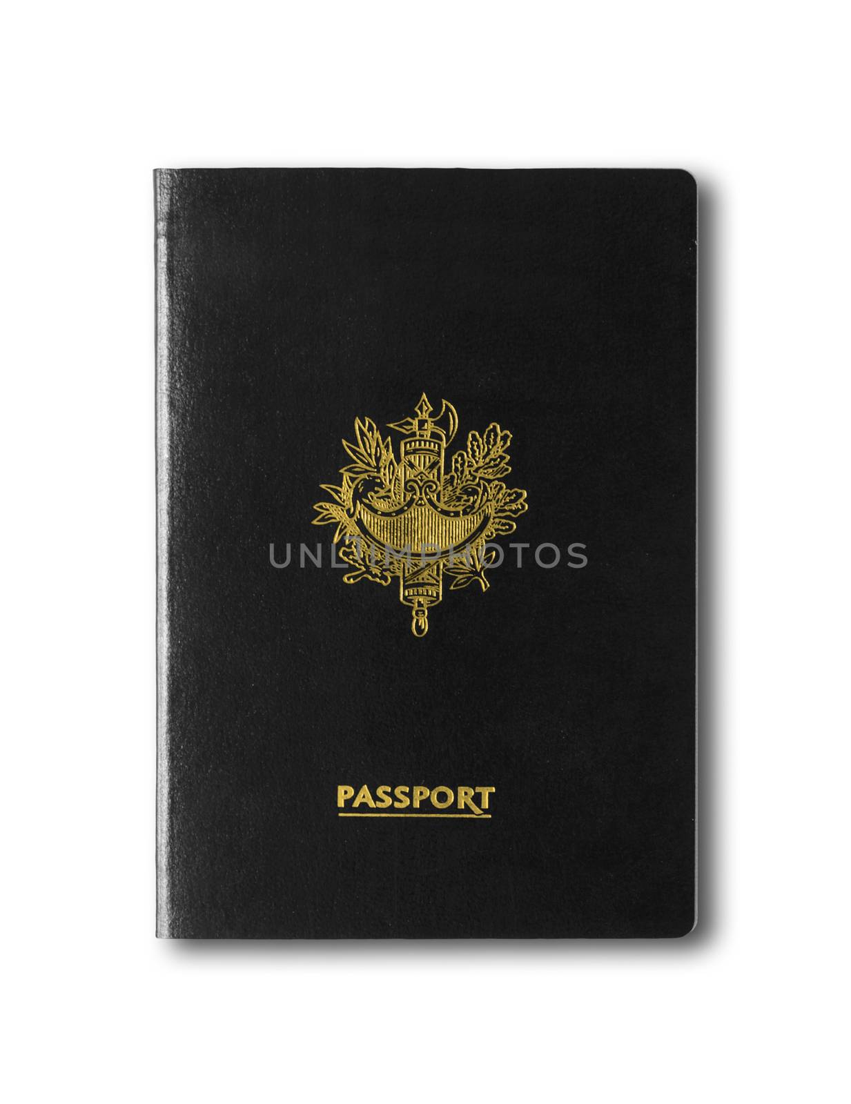 Generic black passport isolated on white background