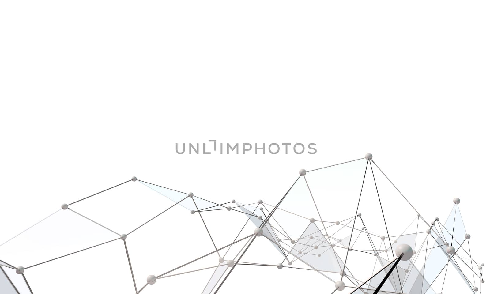 White abstract technology background with plexus elements. 3D rendering