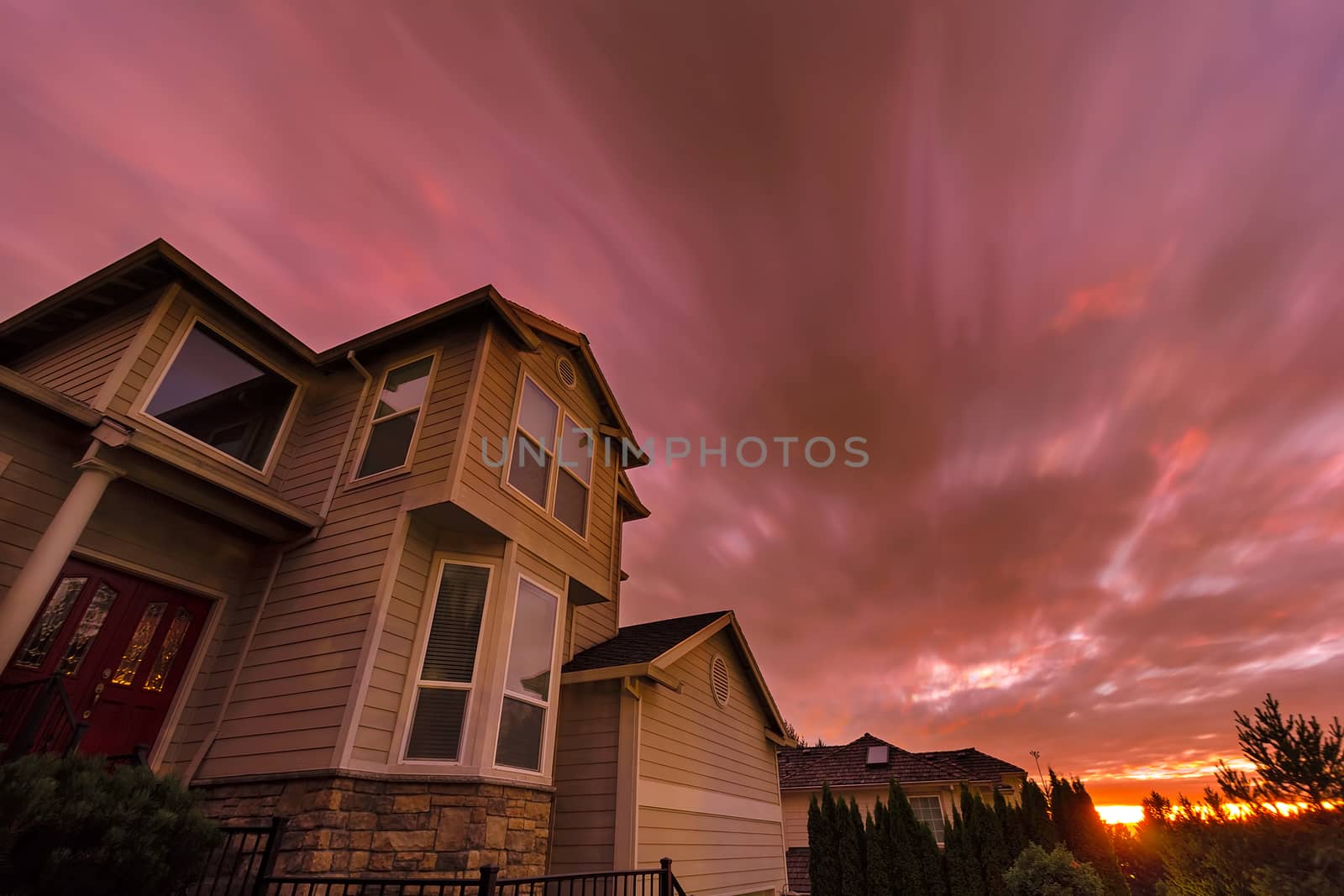 Sunset in Suburban Neighborhood Homes by jpldesigns