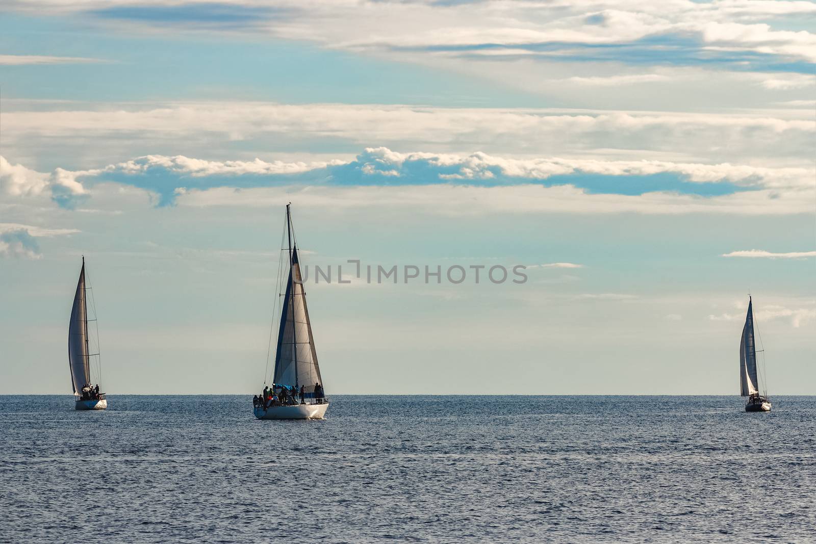 Sailboats traveling by Baltic sea by sengnsp