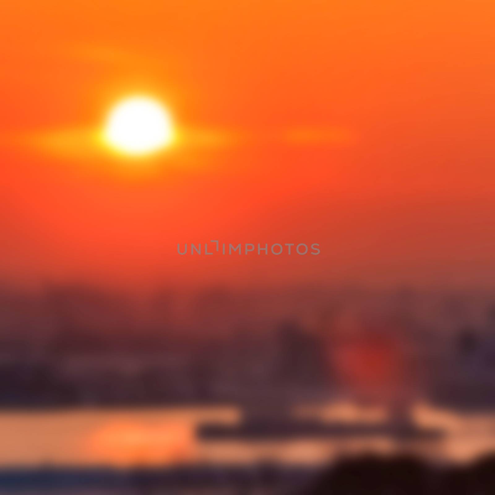 Gold sunset - soft lens bokeh image. Defocused background