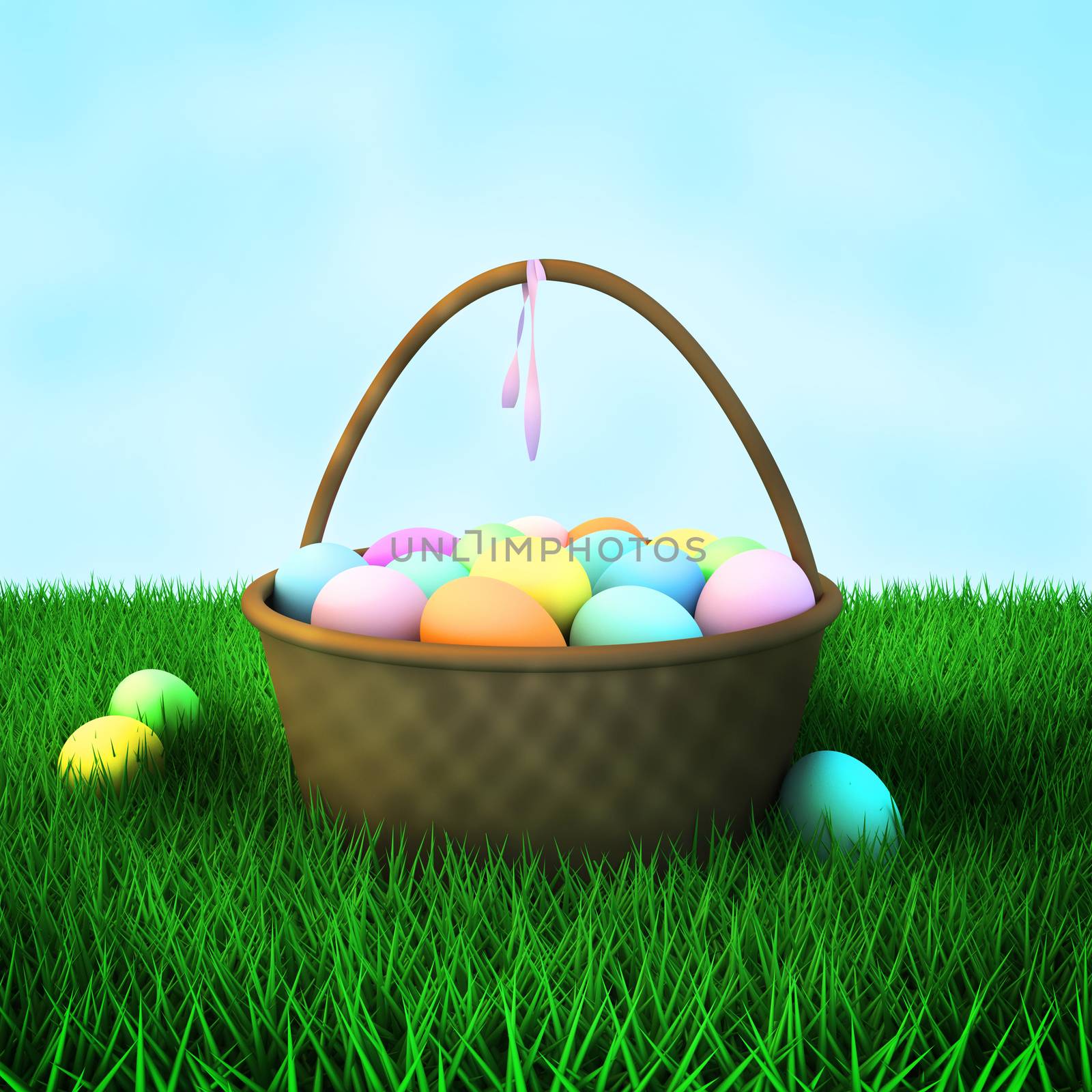 Illustration of an Easter basket with eggs.