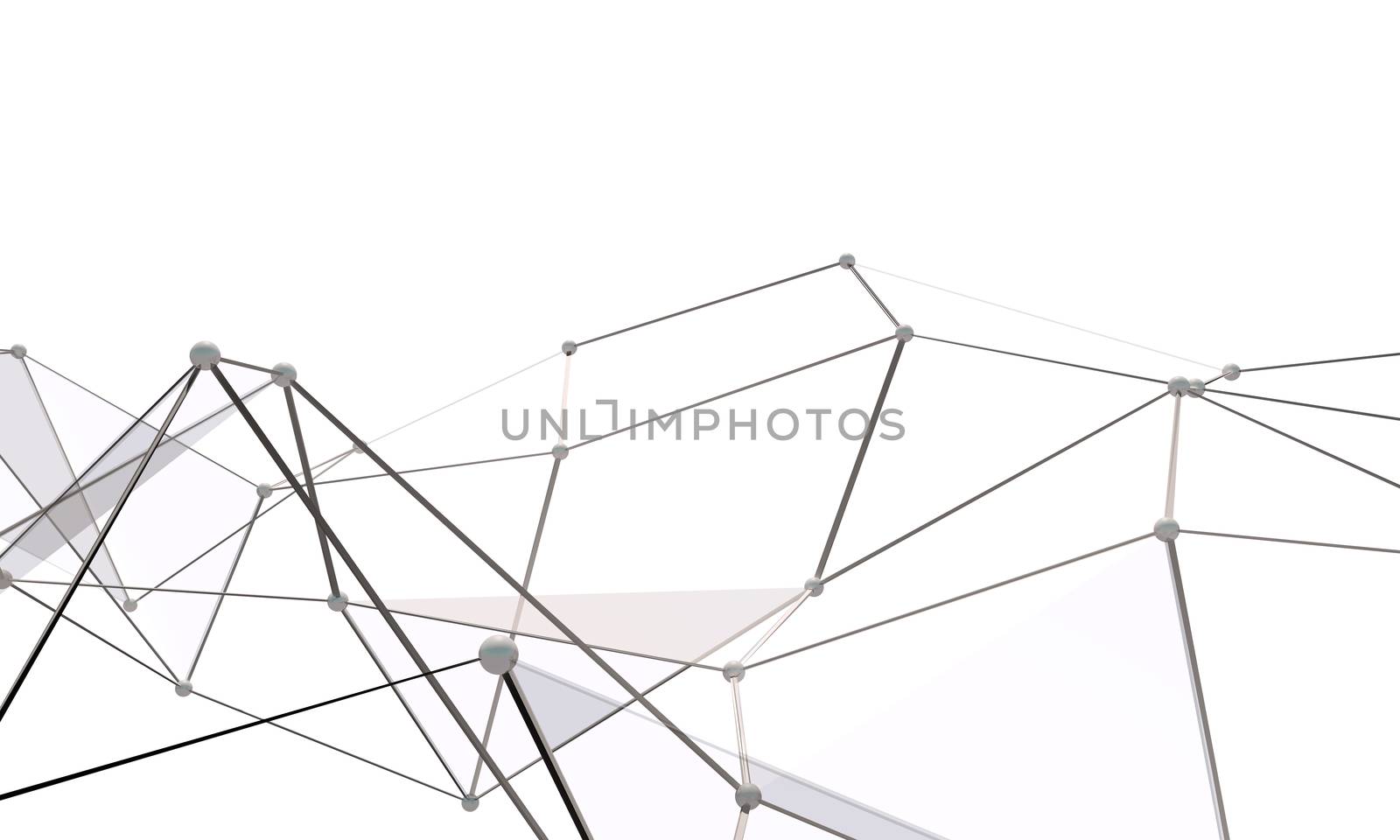 White abstract technology background with plexus elements. 3D rendering