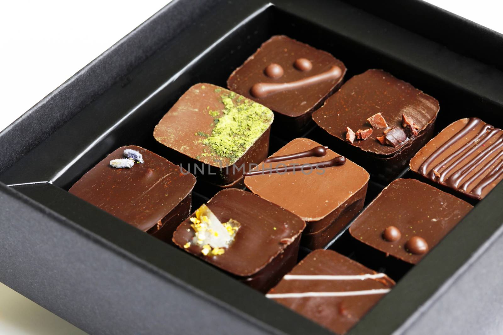 Chocolate candies in a box