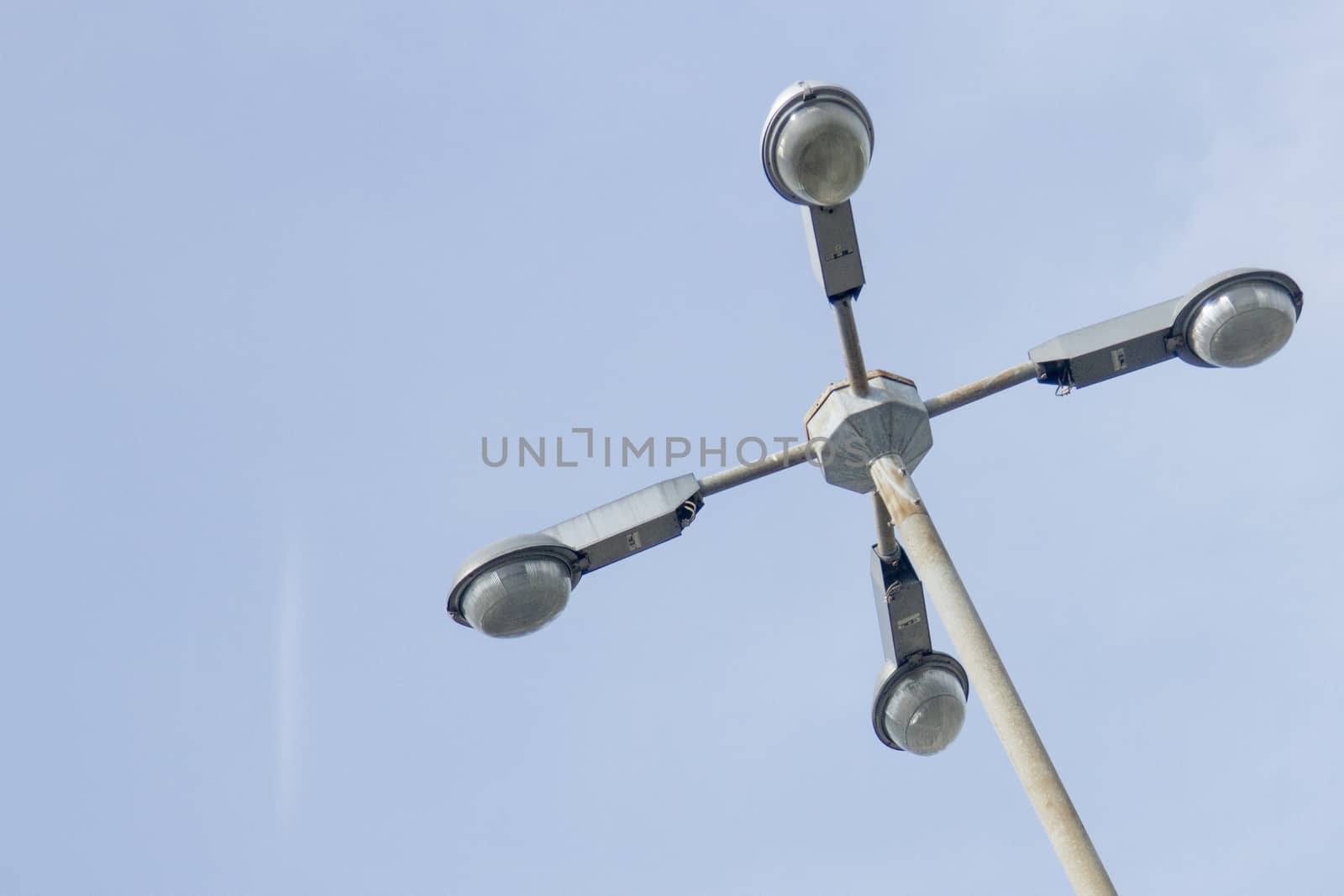 Light Post With Blue Sky Background and multi light