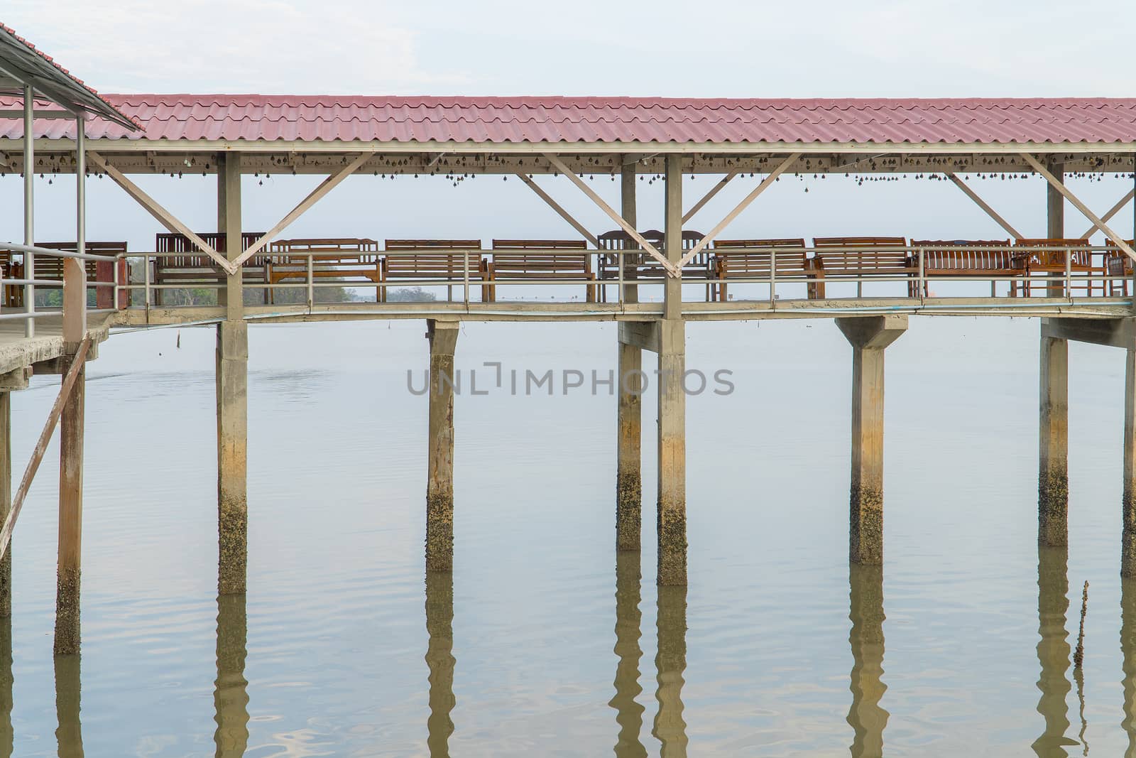 Bridge to the sea on side view