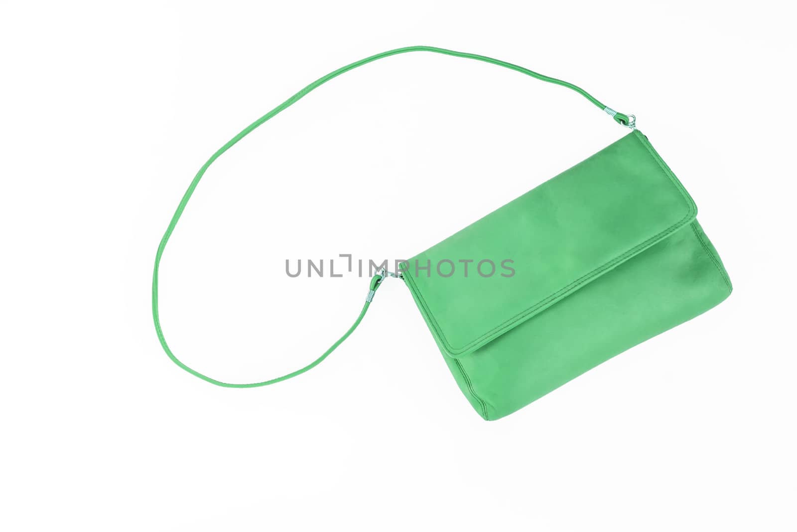 colorful fashionable clutch bag isolated on white background.