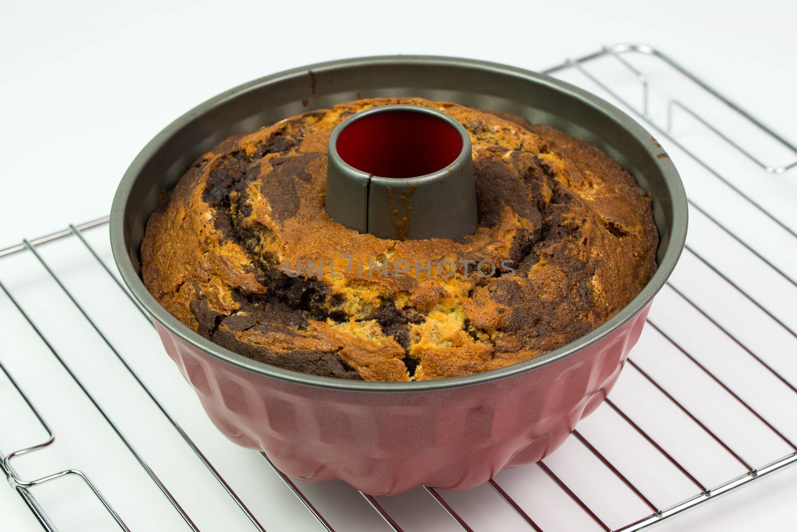 Homemade banana chocolate bundt cake ready to serve
