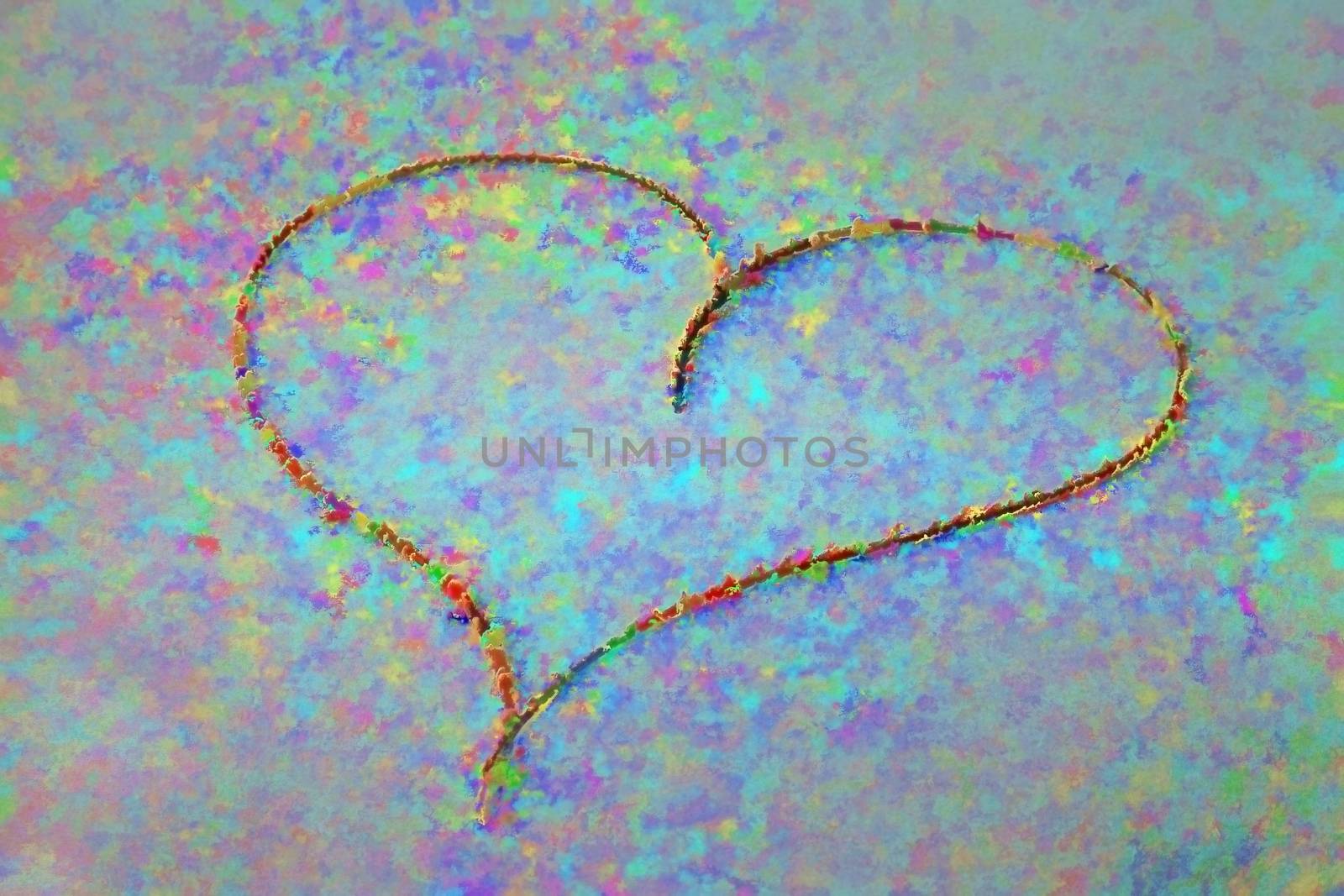 Painted heart on a colored background