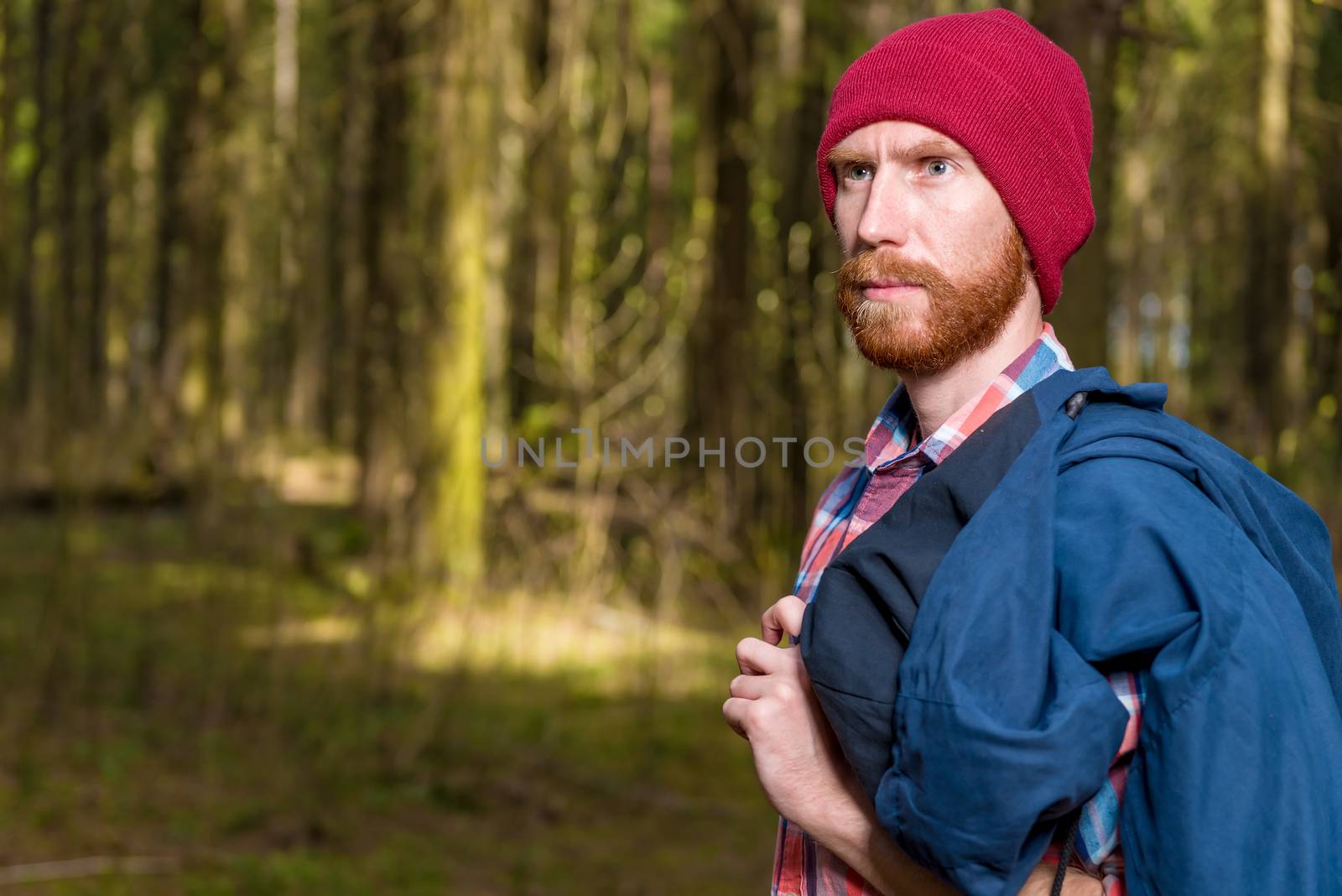 man with a beard in a hat posing in the forest by kosmsos111