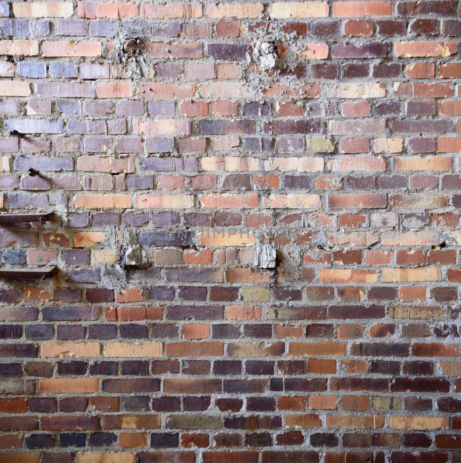 wide angle view of an old wall abandoned factory building