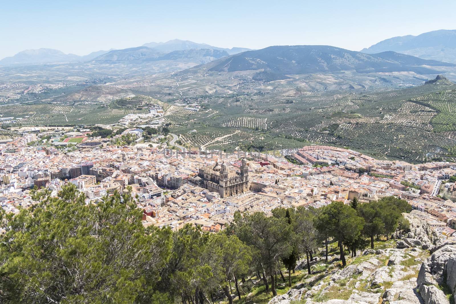 Jaen city view from Santa Catalina Cross view point, Spain