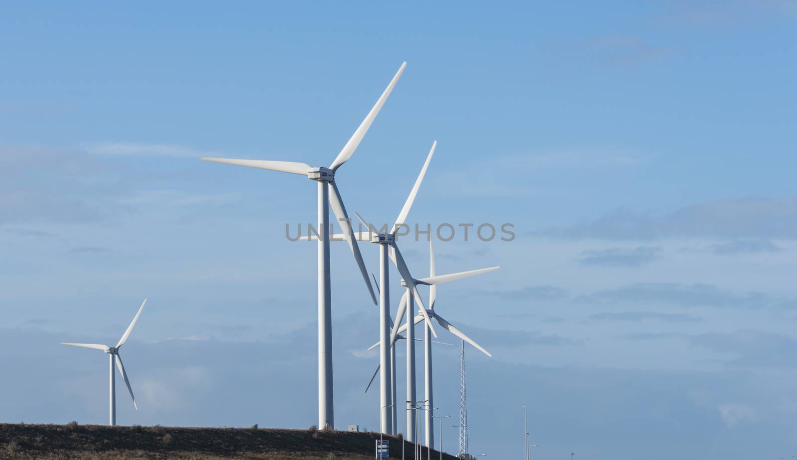 windmills in holland area europoort near rotterdam