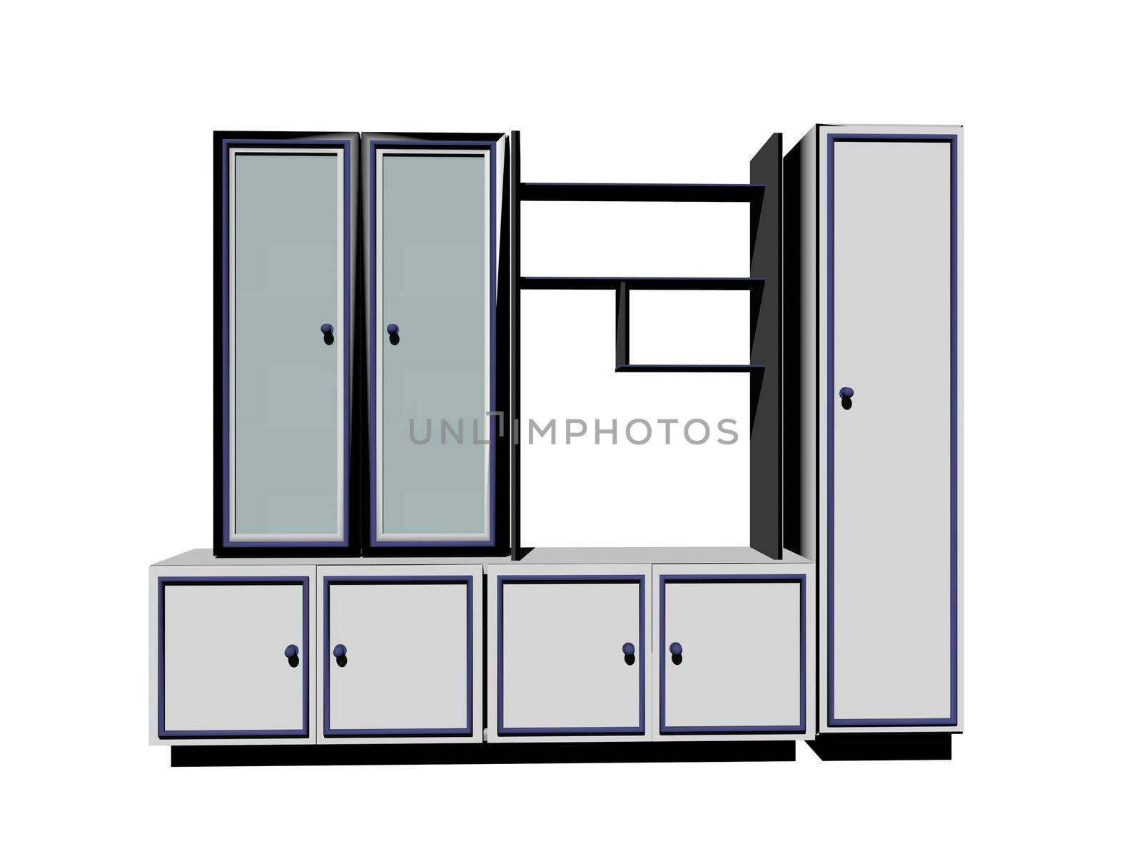 Furniture cabinet on a white background - 3d rendering by mariephotos