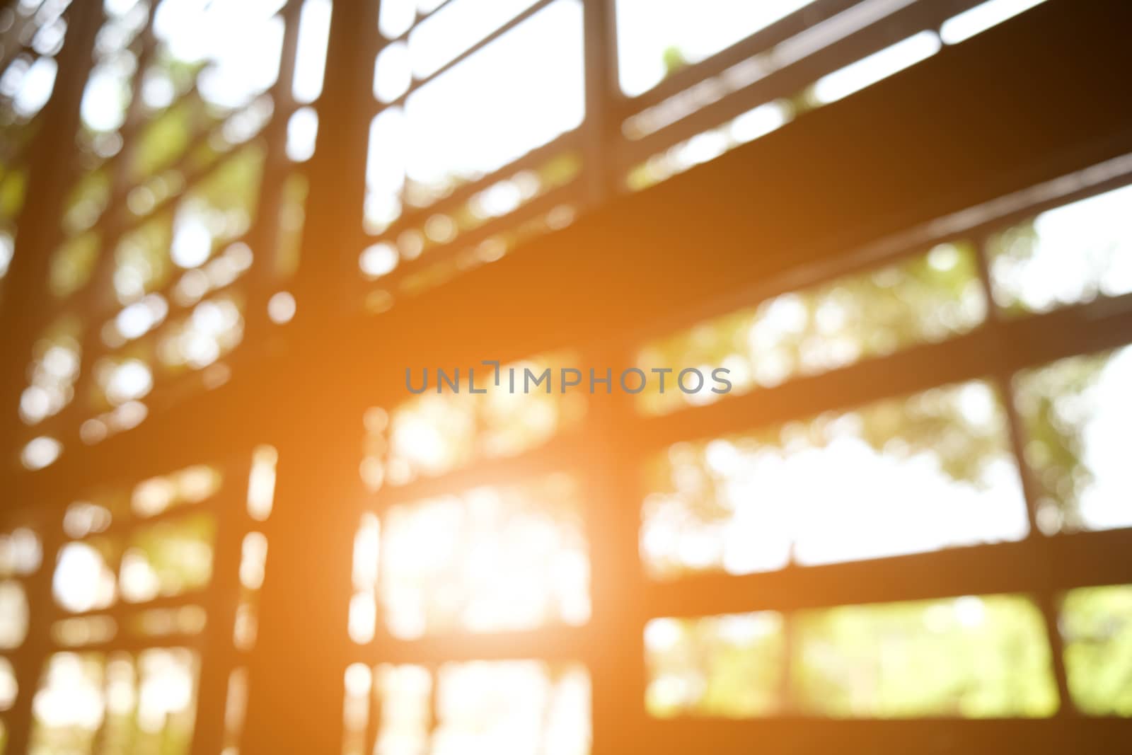 The sun shines through window in the morning