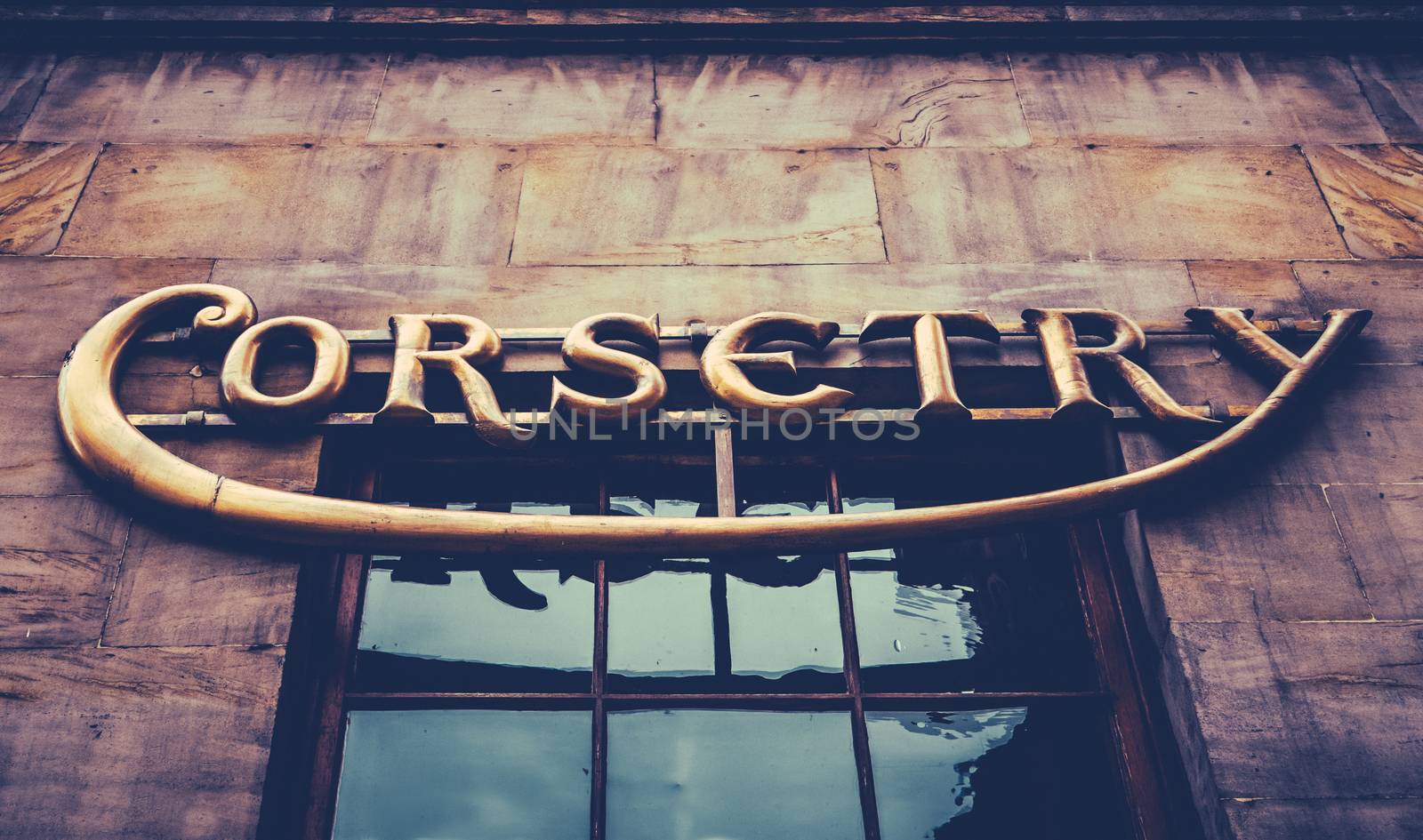 Vintage Corsetry Store Sign by mrdoomits