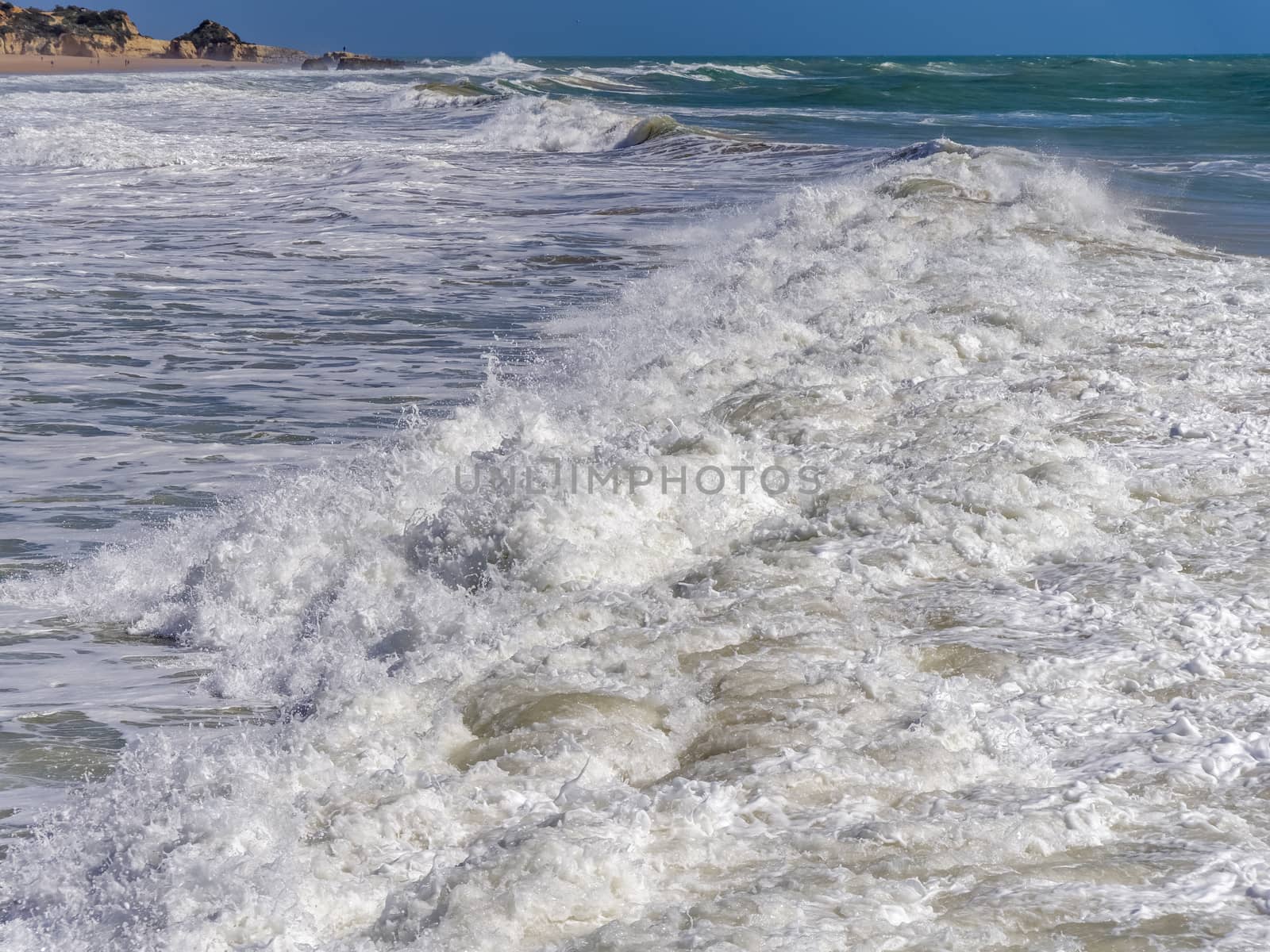 ALBUFEIRA, SOUTHERN ALGARVE/PORTUGAL - MARCH 10 : View of the Sea at Albufeira in Portugal on March 10, 2018