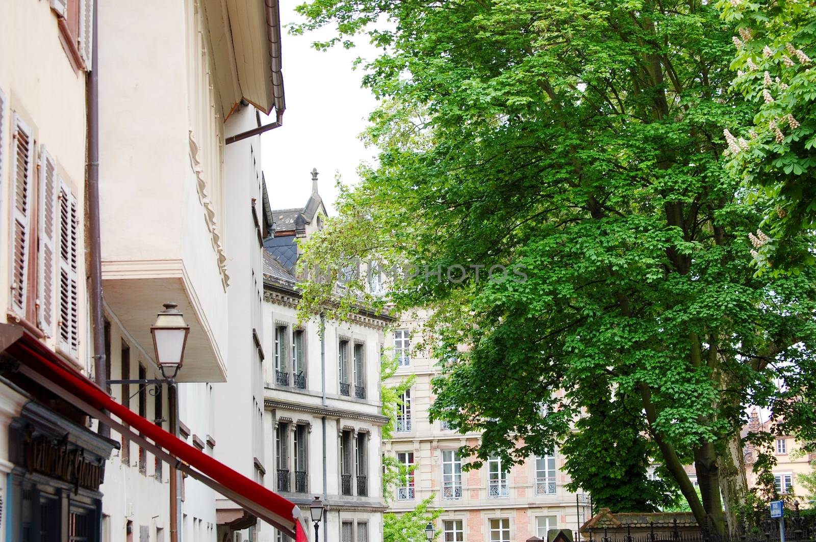 The facades of old buildings in Europe