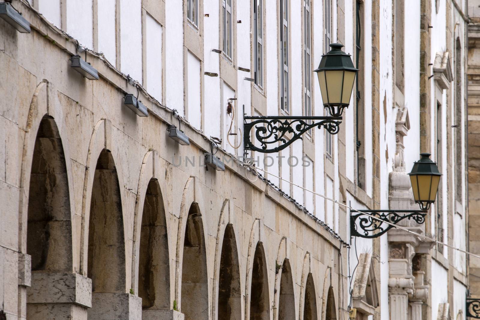 historical downtown buildings in garden Manuel Bivar of Faro city, Portugal.