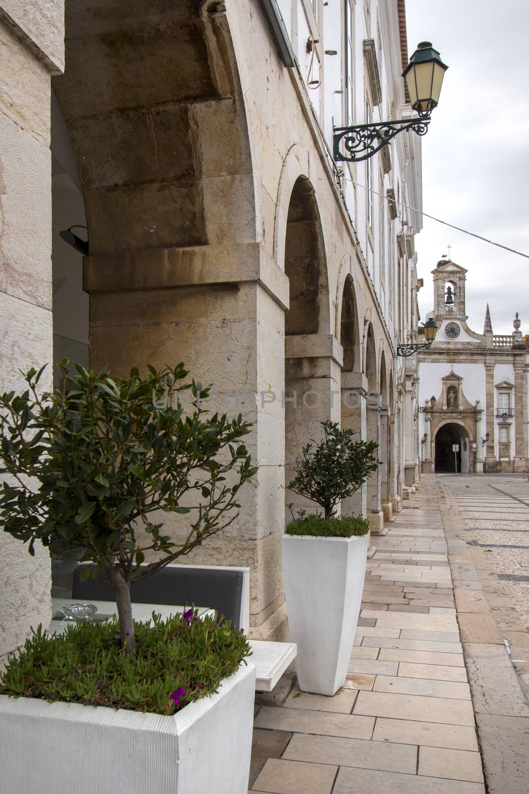 historical downtown in garden Manuel Bivar of Faro city, Portugal.