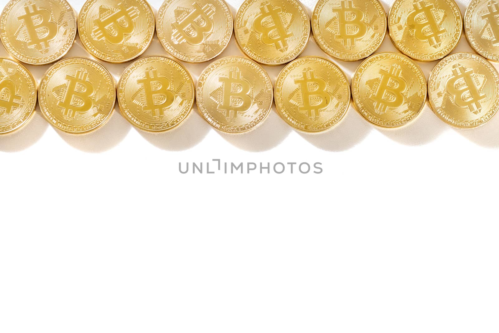 Shiny golden bitcoins by membio