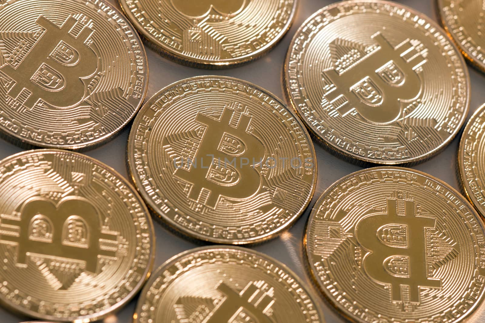 Shiny golden bitcoins by membio