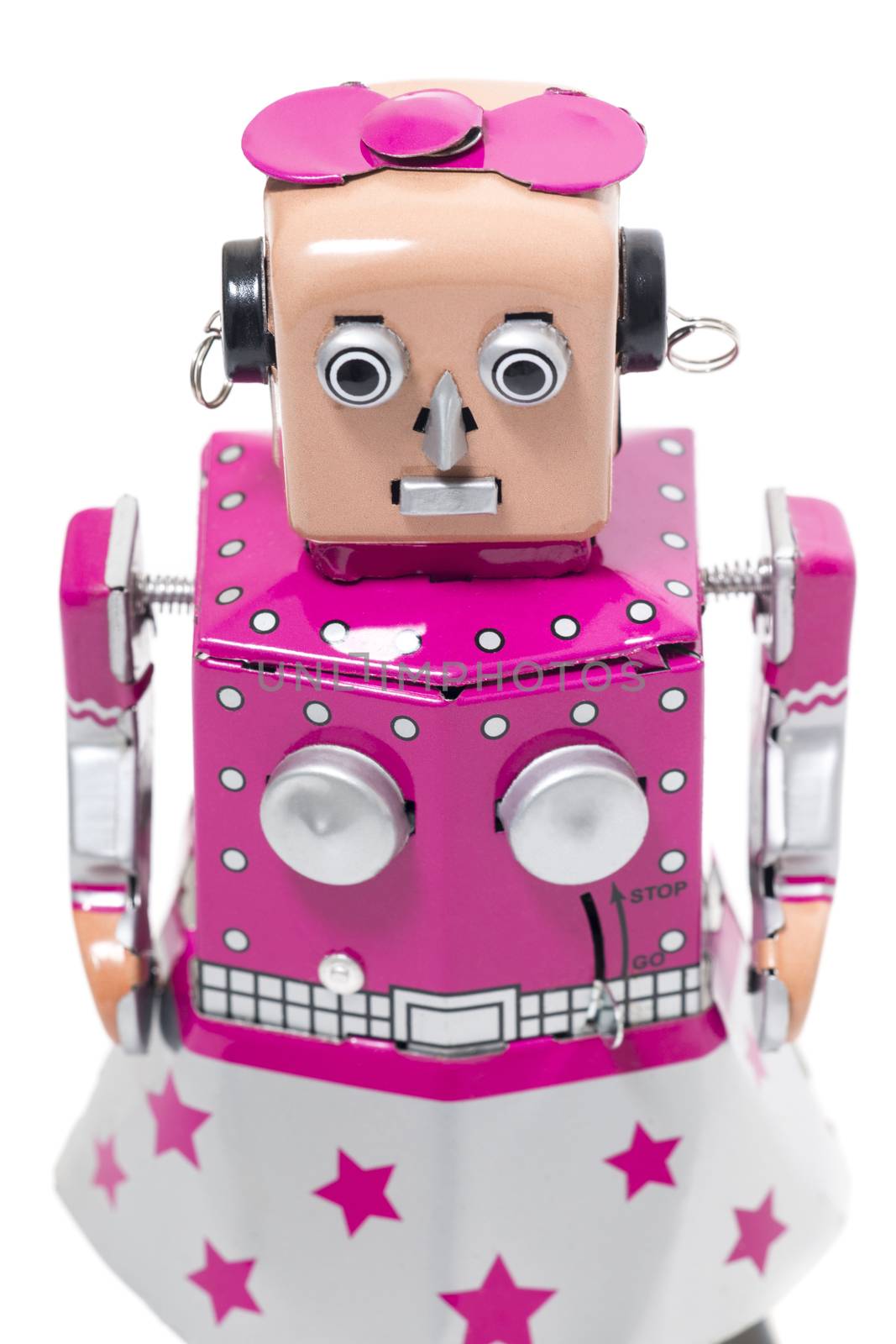 Female tin toy robot by membio