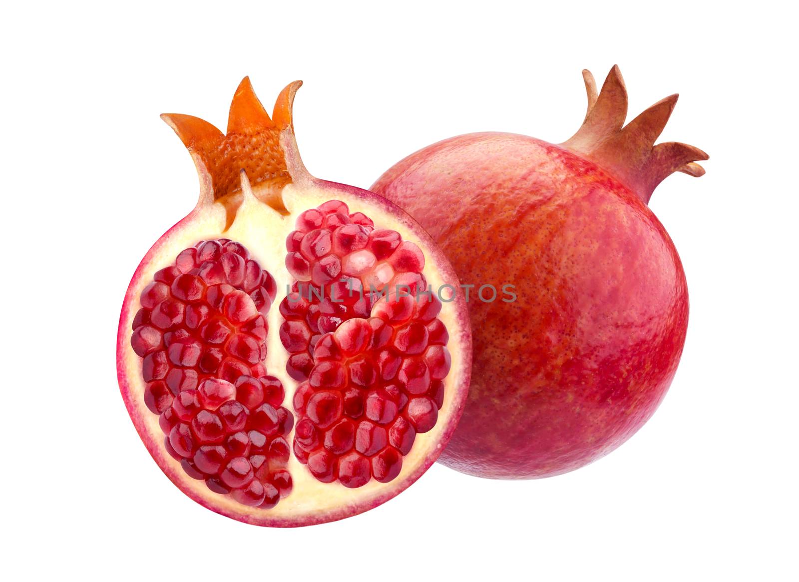 Pomegranate isolated. Group of pomegranates isolated on white background with clipping path