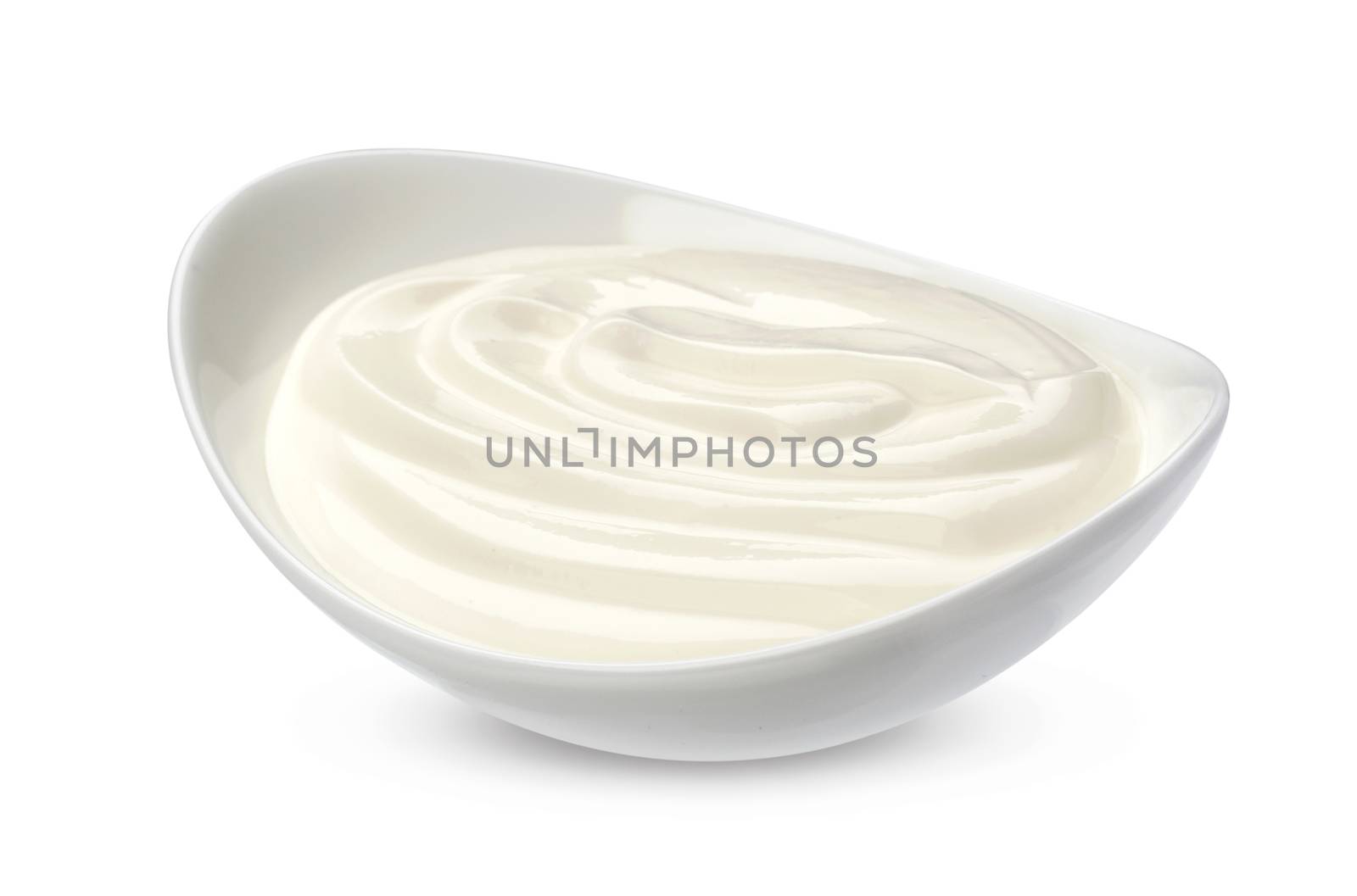 Sour cream in bowl isolated on white background by xamtiw