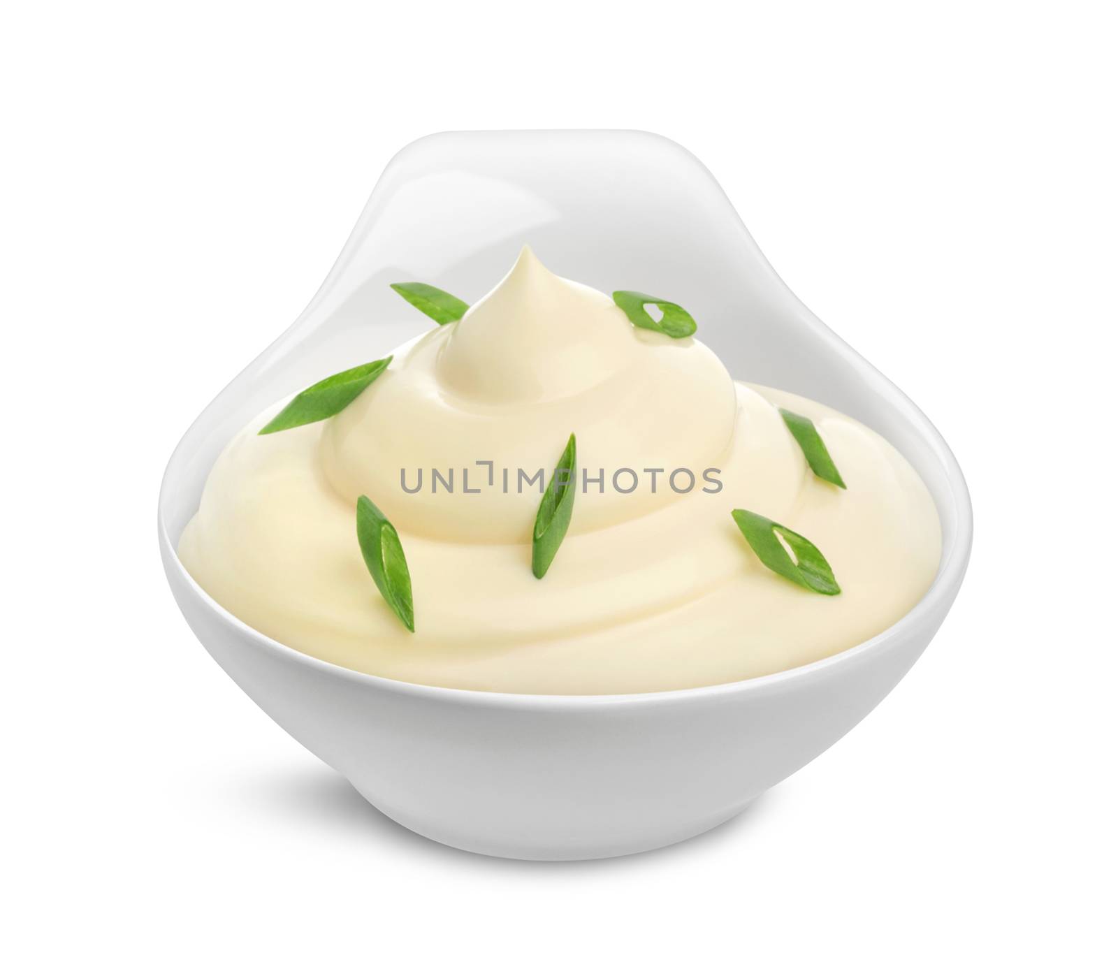Sour cream with onion isolated on white background by xamtiw