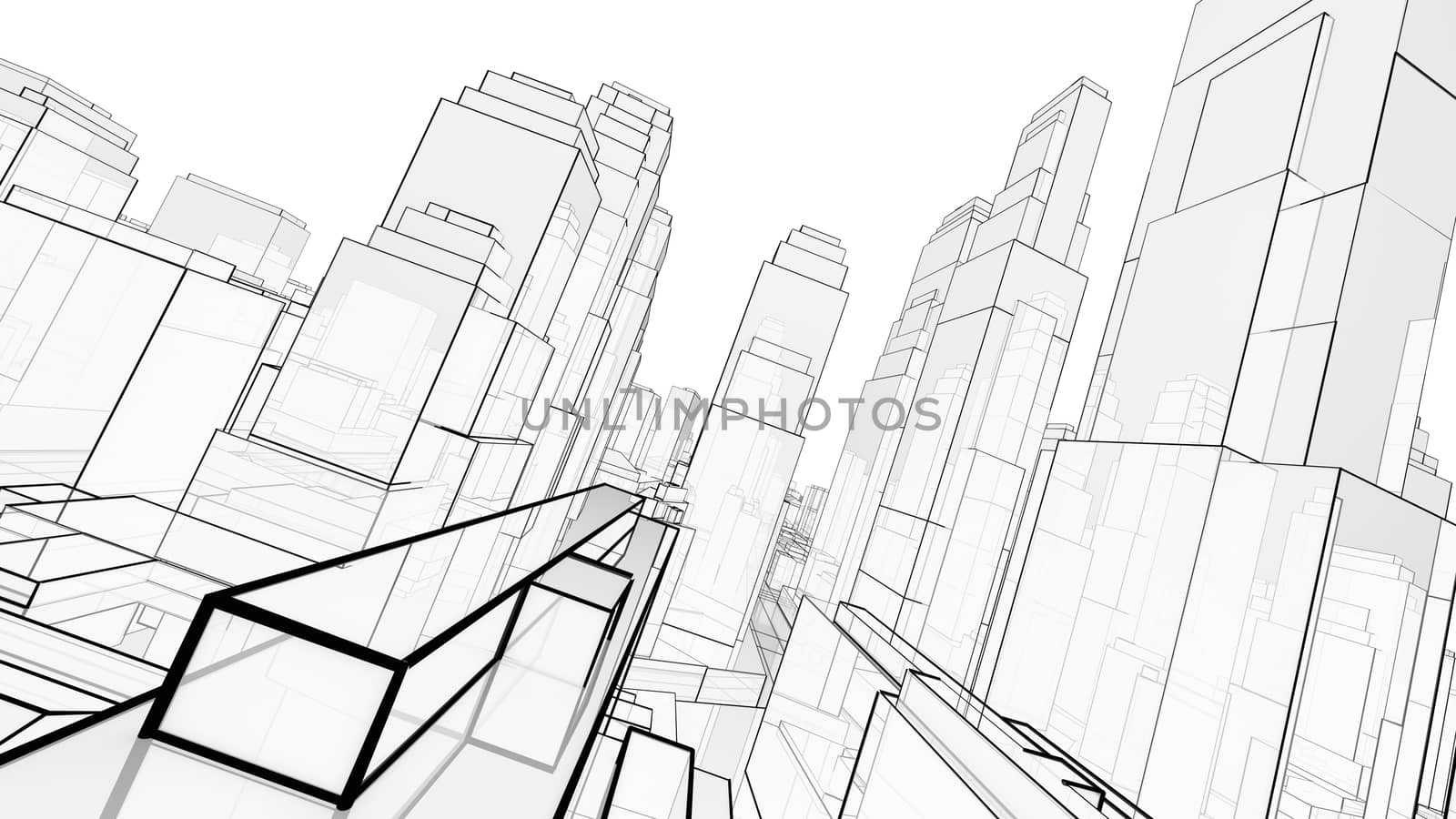 Sketch of modern city, perspective view by cherezoff