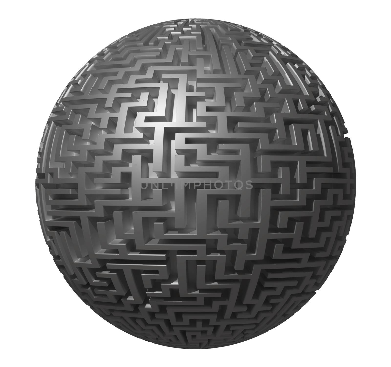 labyrinth planet - endless maze with spherical shape 3d illustration by dengess