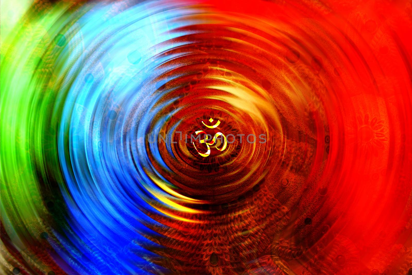 An abstract background with a spiral design of the Om Chakra