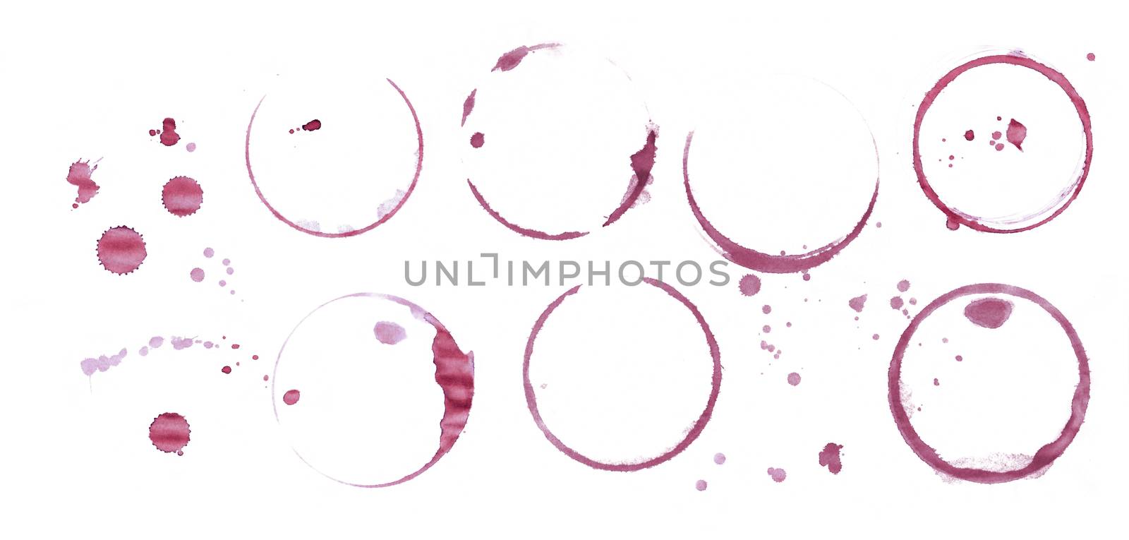 Red wine stain rings isolated on white background by BreakingTheWalls