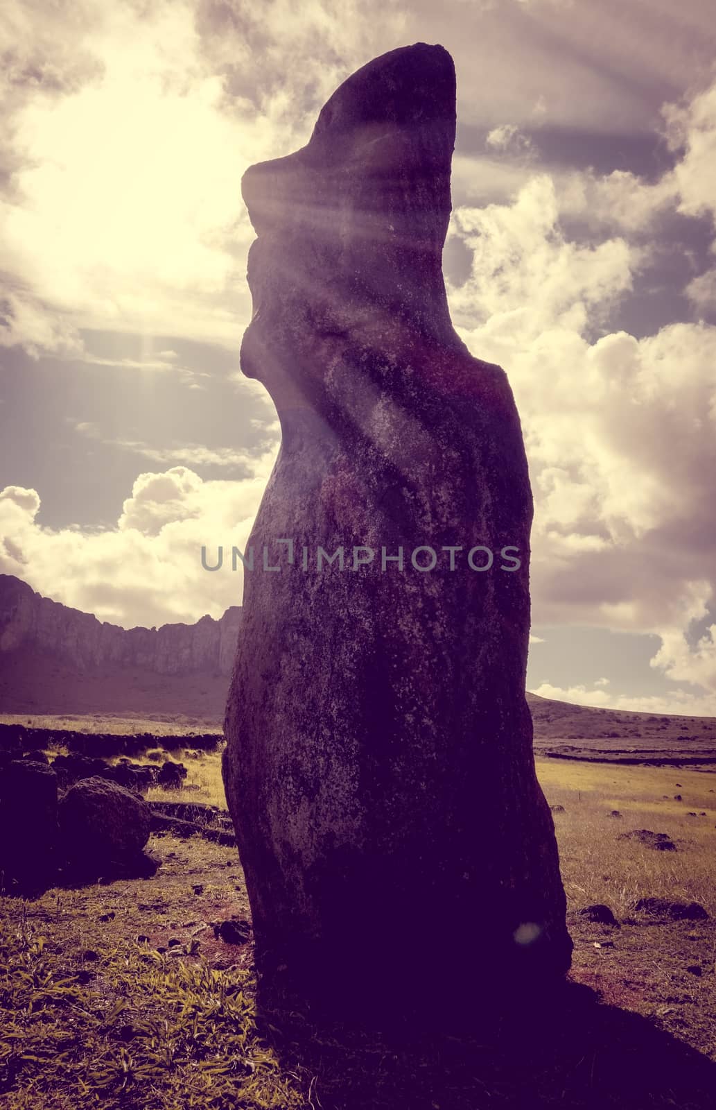 Moai statue, ahu Tongariki, easter island by daboost