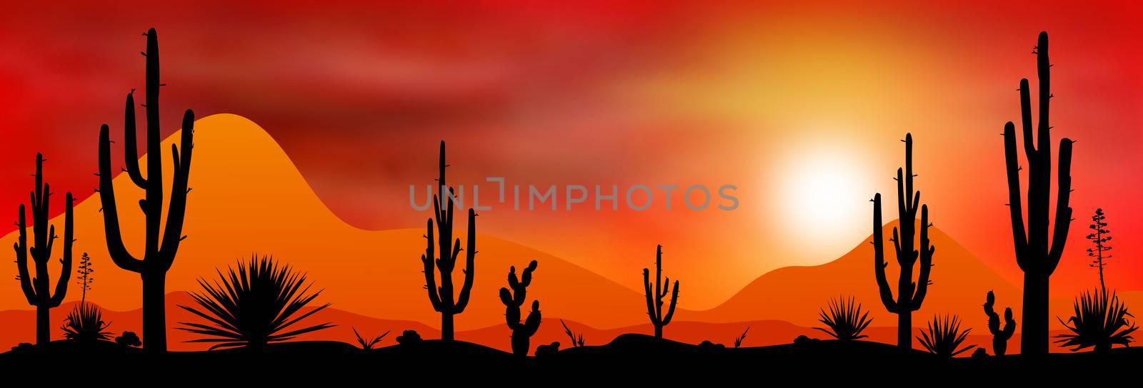Sunset sun in the desert by liolle