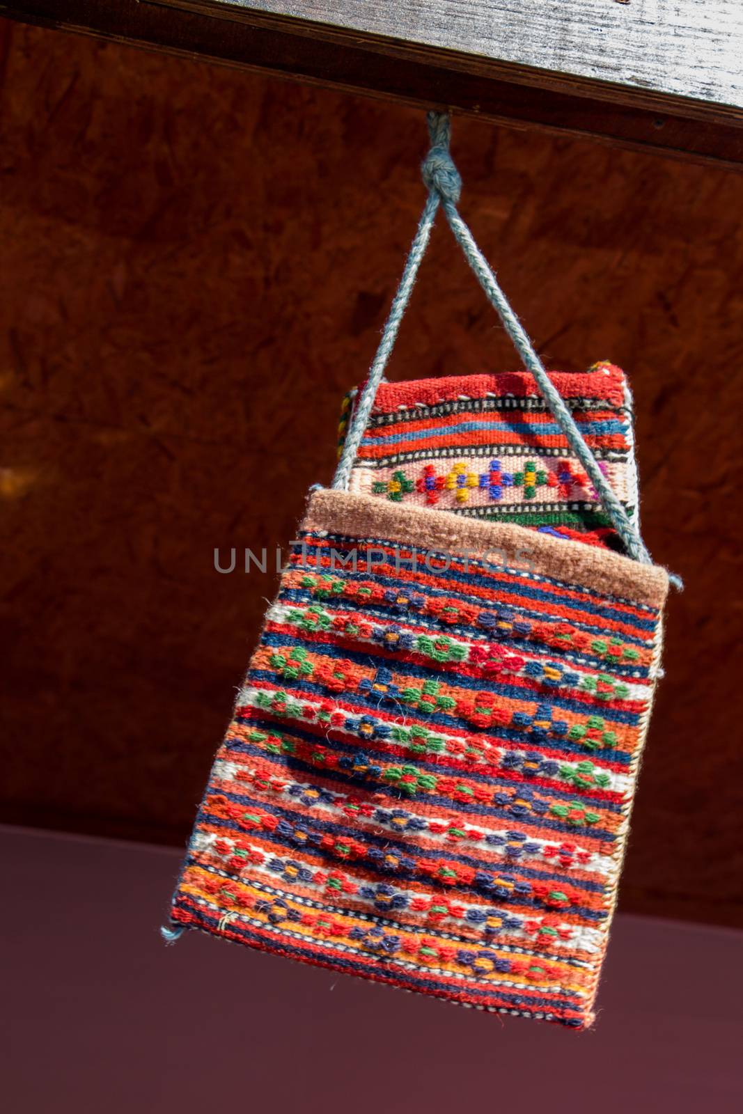 Traditional style handmade woven bags made of fabric