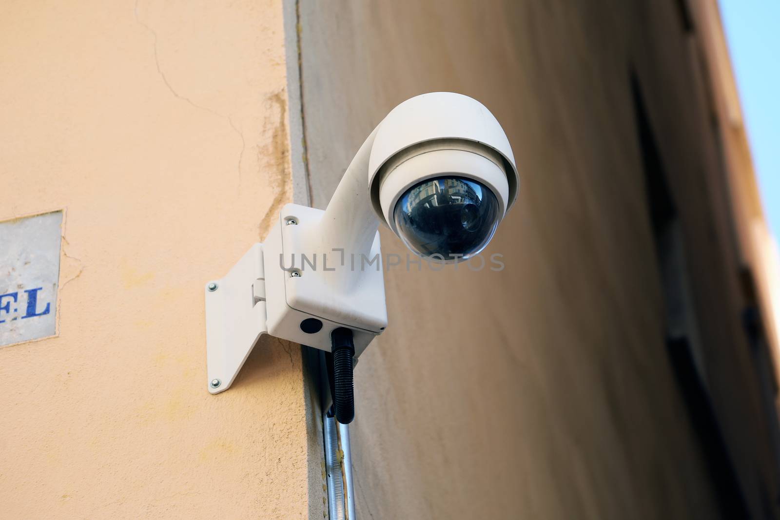 Dome Type Camera on The Wall of The Building in France, French Riviera