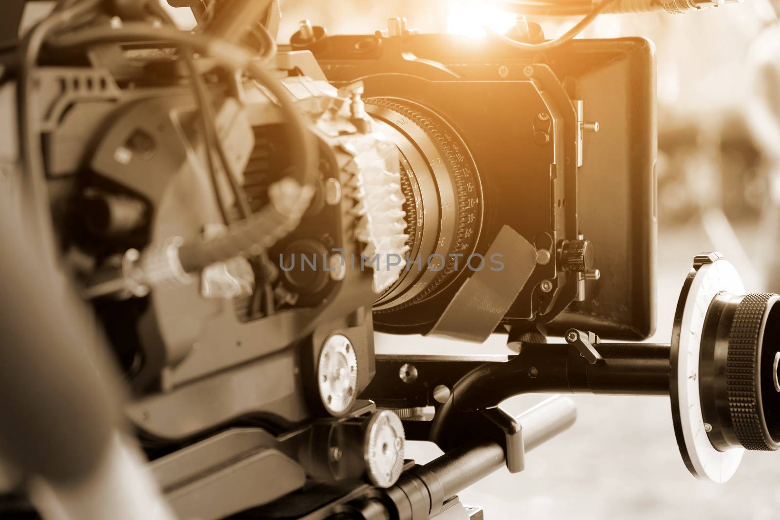 Behind the scenes background, Cinema Camera on Film Set