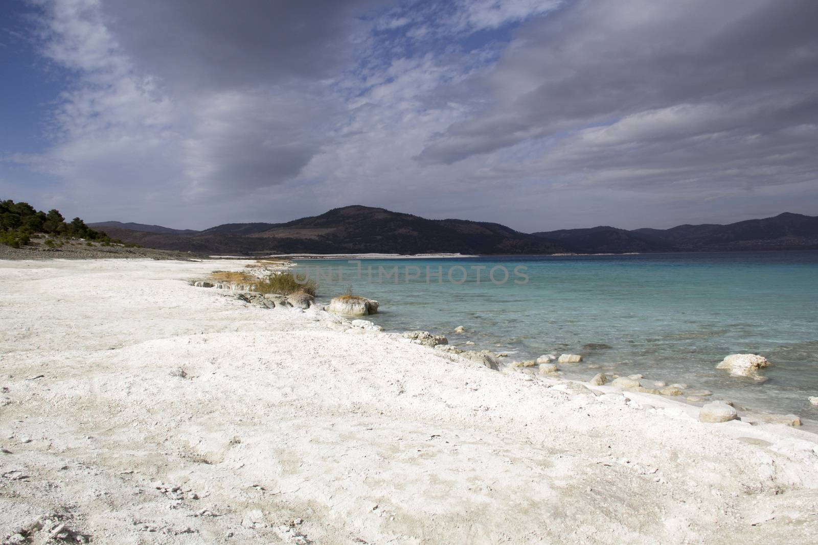 Blue lake and blue sky Salda Lake Antalya Turkey