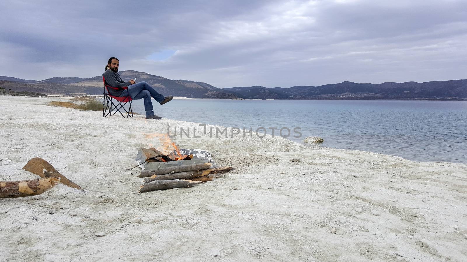 Blue lake and blue sky Salda Lake Antalya Turkey